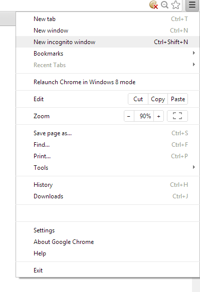 chrome for mac shortcut open new incognito window